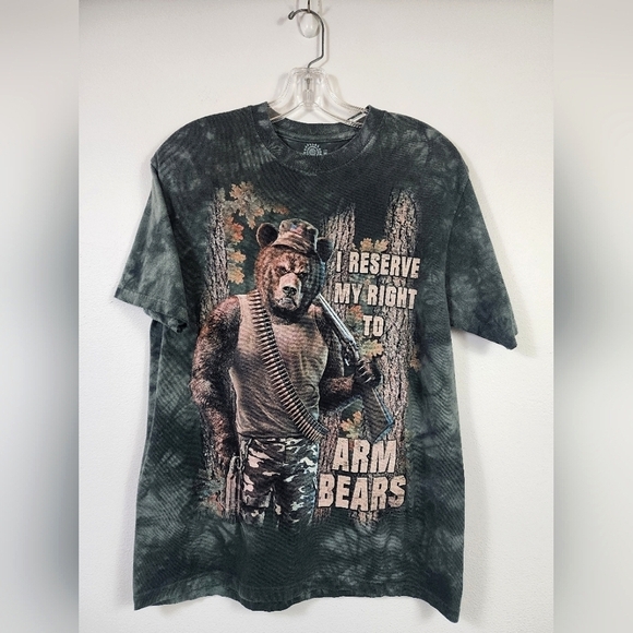 The Mountain Other - The Mountain Graphic Bear Print T-Shirt Green, sz MD